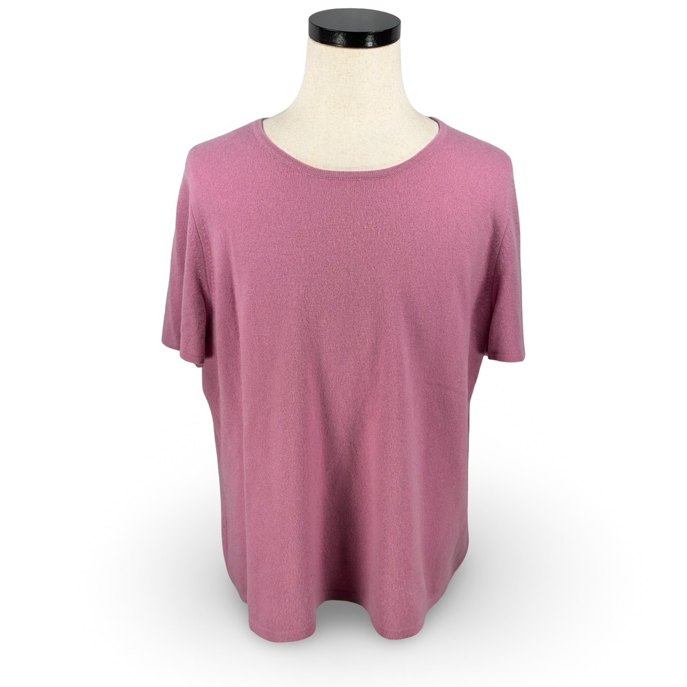 Lord & Taylor Woman 100% Cashmere Pink Short Sleeve Scoop Neck Sweater 3X
